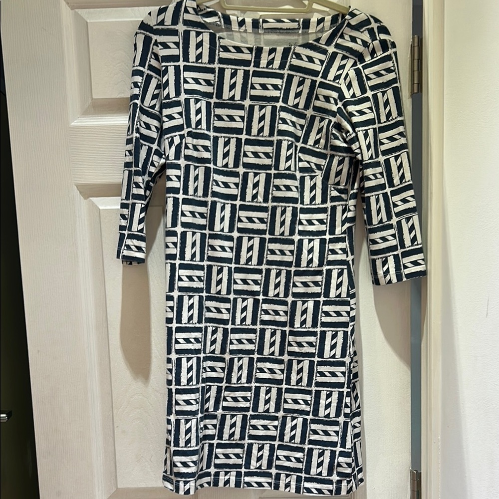 MAHI GOLD Black and White Asymmetrical Sheath Dress